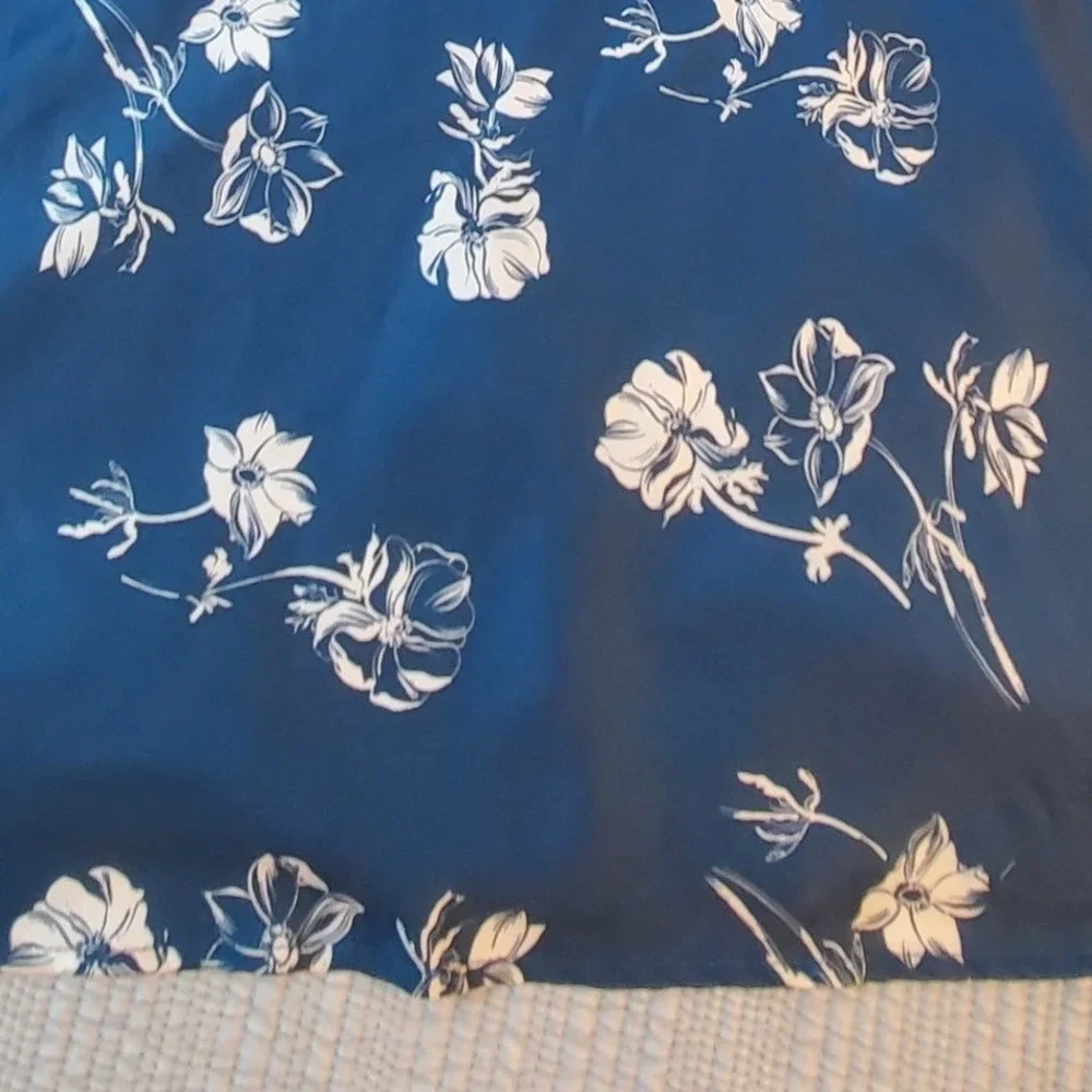 Urban Outfitters Floral Maxi Skirt Teal Blue White Satin A-Line Size Medium